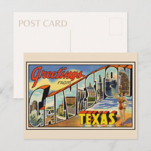 Hälsningar från Galveston Texas Vintage Vykort
