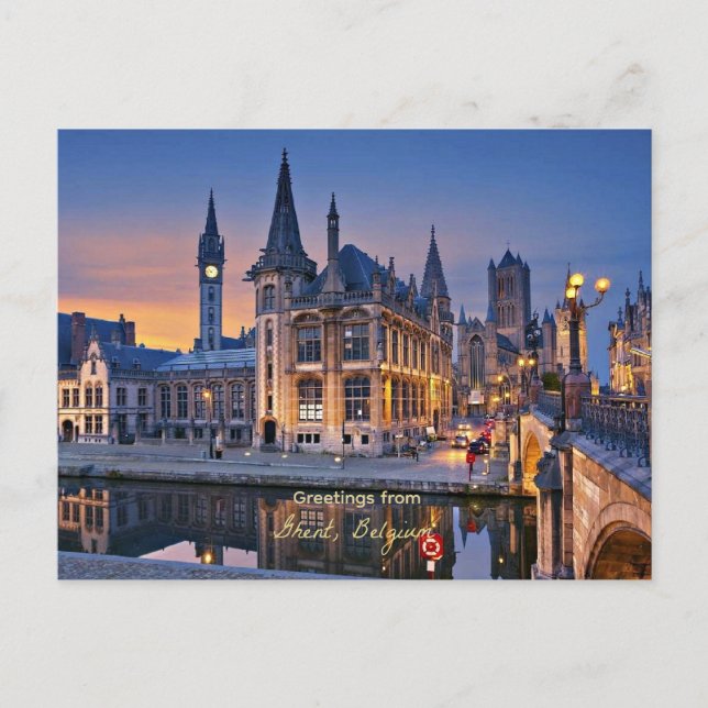 Hälsningar från Gent, Belgien, Vykort (Framsida)