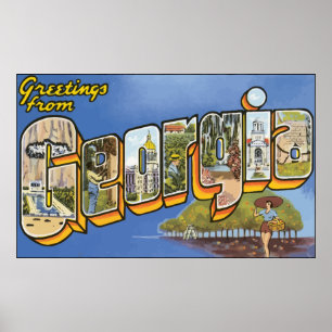 Hälsningar från Georgia, vintage Poster