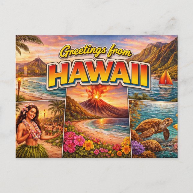Hälsningar Från Hawaii Postkort Vykort (Framsida)