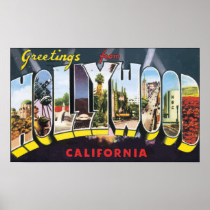 Hälsningar från Hollywood Kalifornien, vintage Poster
