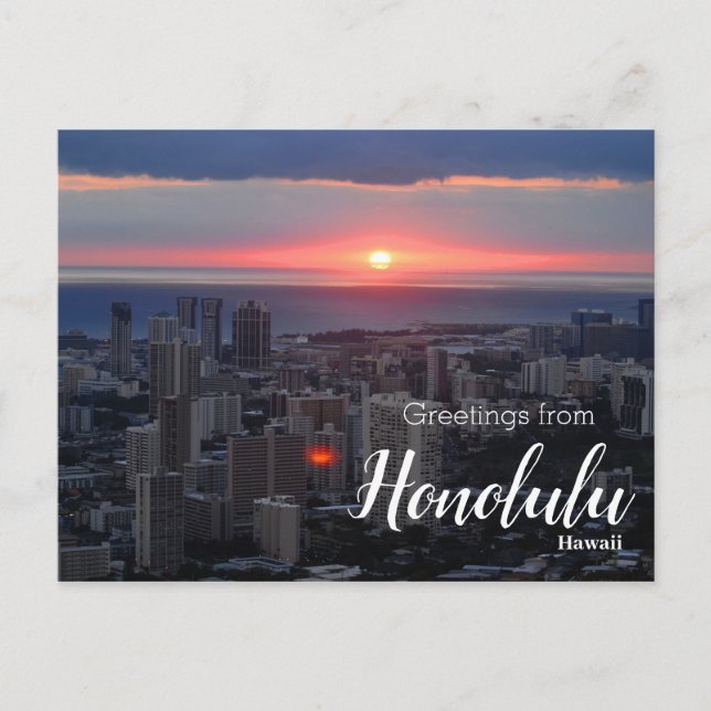 Hälsningar från Honolulu Hawaii Solnedgång Postkor Vykort (Framsida)