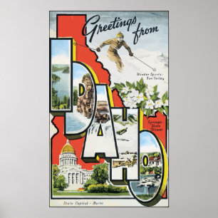 Hälsningar från Idaho, vintage Poster