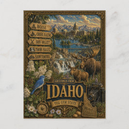 Hälsningar från Idaho | Vintage Retro Konst Vykort