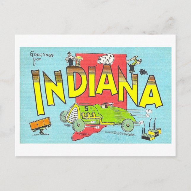 Hälsningar från Indiana Vintage vykort (Framsida)