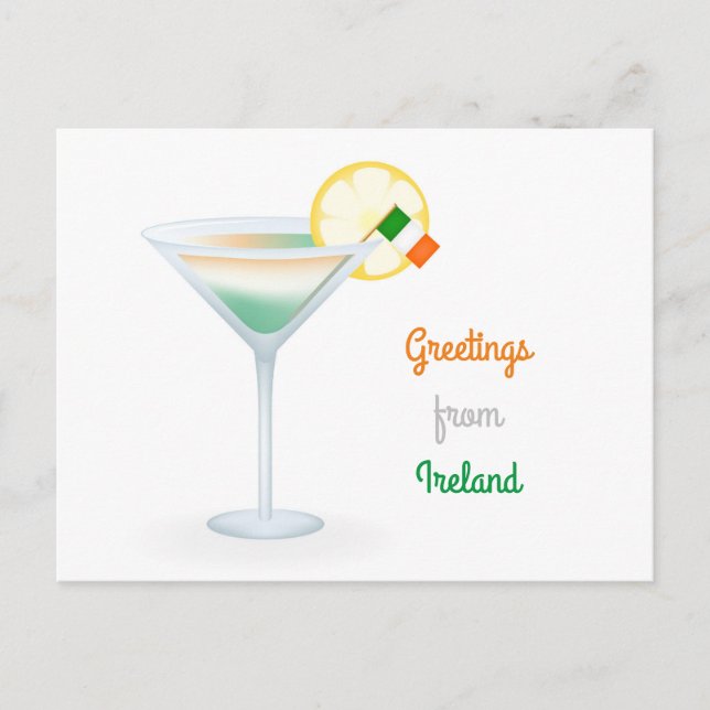 Hälsningar från Irland Cocktail Julkort Helg Vykort (Framsida)