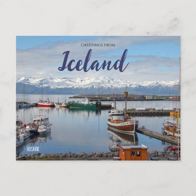 Hälsningar från Island vykort Husavik (Framsida)