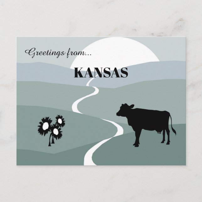 Hälsningar från Kansas lugna gröna nyanser Vykort (Framsida)