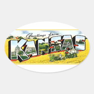 Hälsningar från Kansas Ovalt Klistermärke