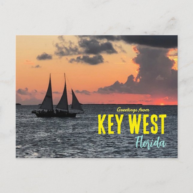 Hälsningar från Key West Florida Solnedgång vykort (Framsida)