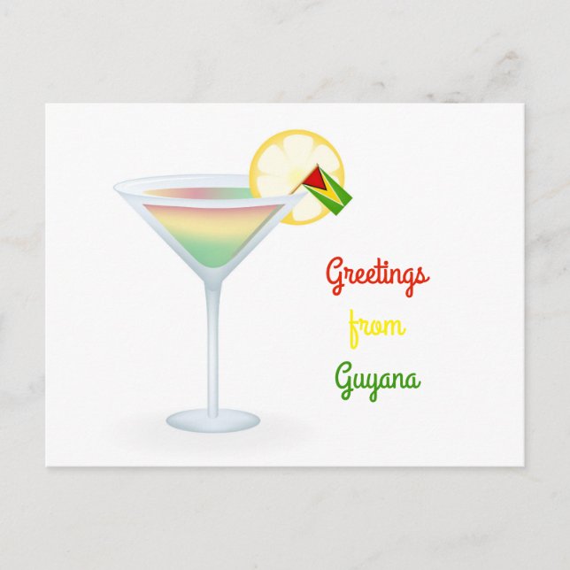 Hälsningar från kort för Guyana coctailhelgdag (Framsida)
