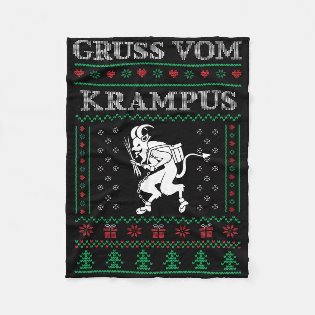 Hälsningar från Krampus Goth ful jultröja Kram Fleecefilt (Framsidan)
