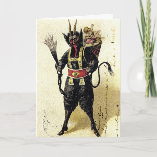 Hälsningar från Krampus! Helgkort (Framsida)