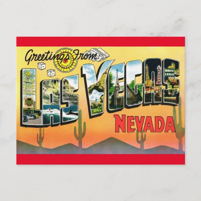 Hälsningar från Las Vegas Nevada Reseskylt Vykort (Framsida)