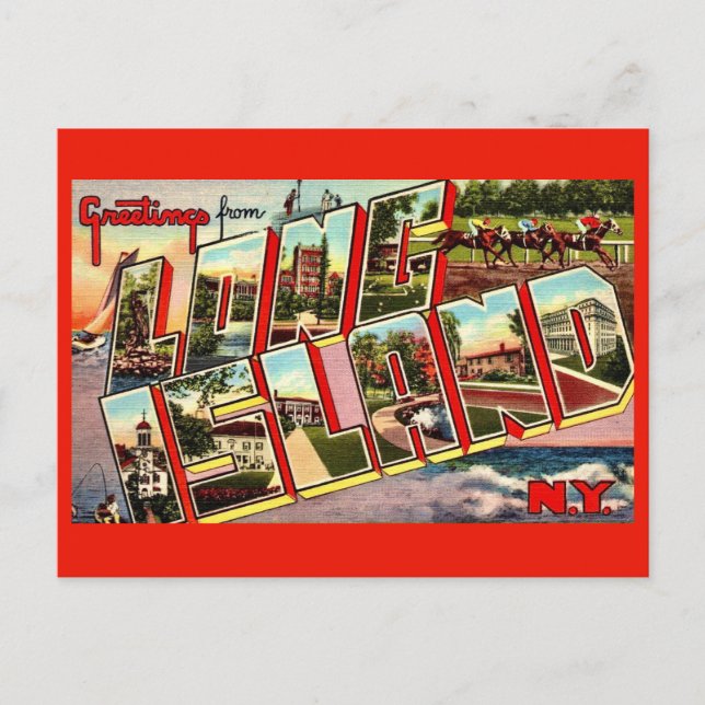 Hälsningar från Long Island på vykort (Framsida)