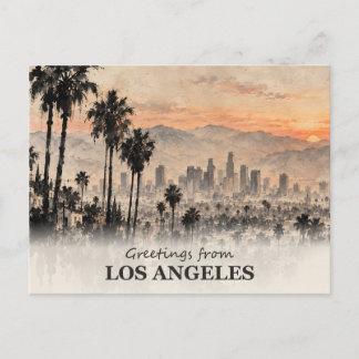 Hälsningar från Los Angeles bläck tvätt vykort