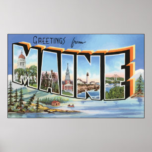 Hälsningar från Maine, vintage Poster