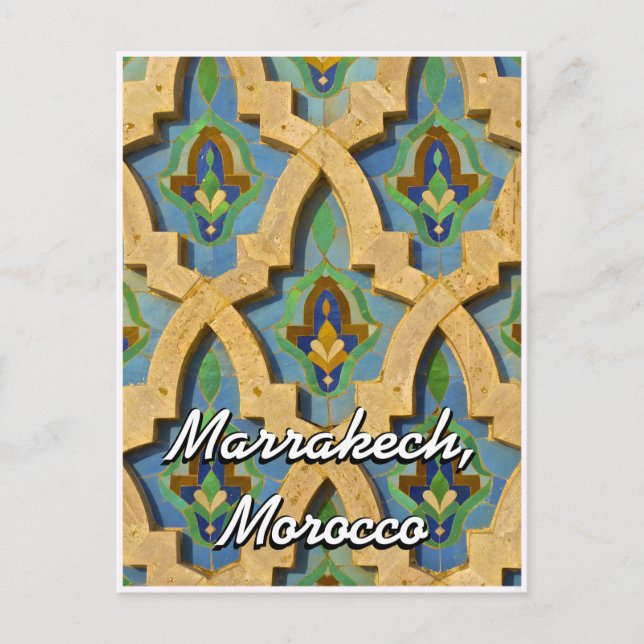 Hälsningar från Marrakech Marocko Marockansk kakel Vykort (Framsida)