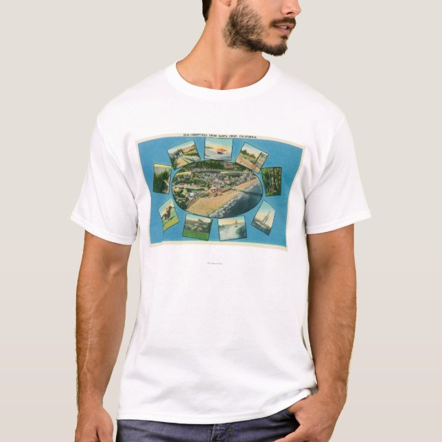 Hälsningar från med sceniska ViewsSanta Cruz, CA T-shirt (Framsida)
