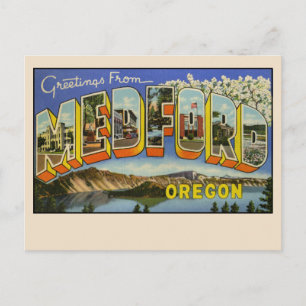 Hälsningar från Medford, Oregon Stor Bokstav Vykort