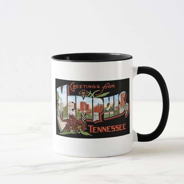 Hälsningar från Memphis, Tennessee! Retro vykort Mugg (Höger)
