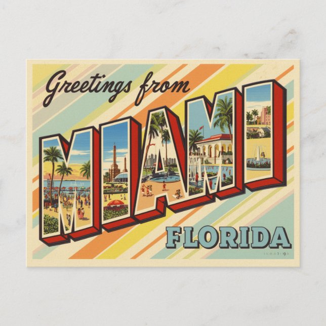 Hälsningar från Miami, Florida Vintage Vykort (Framsida)