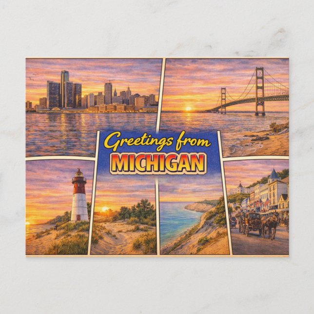Hälsningar från Michigan vykort (Framsida)