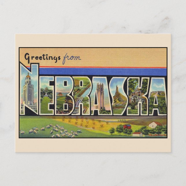 Hälsningar från Nebraska Stor brevbokspostkort Vykort (Framsida)