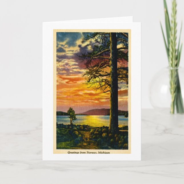 Hälsningar från norgen, Michigan - vintage Kort (Framsida)