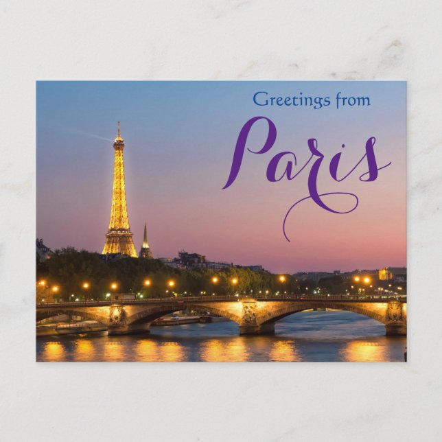 Hälsningar från Paris Eiffeltornet Res vykort (Framsida)