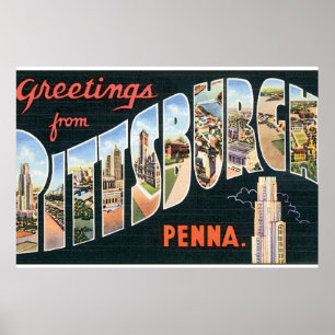Hälsningar från Pittsburgh_Vintage reser affisch