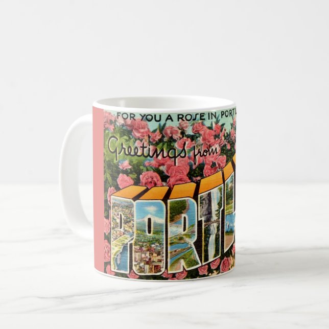 Hälsningar från Portland Oregon Kaffemugg (Framsida vänster)