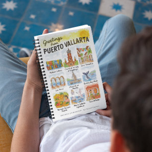 Hälsningar från Puerto Vallarta Akvarell Resa Anteckningsbok