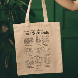 Hälsningar från Puerto Vallarta Handritad skiss Tygkasse