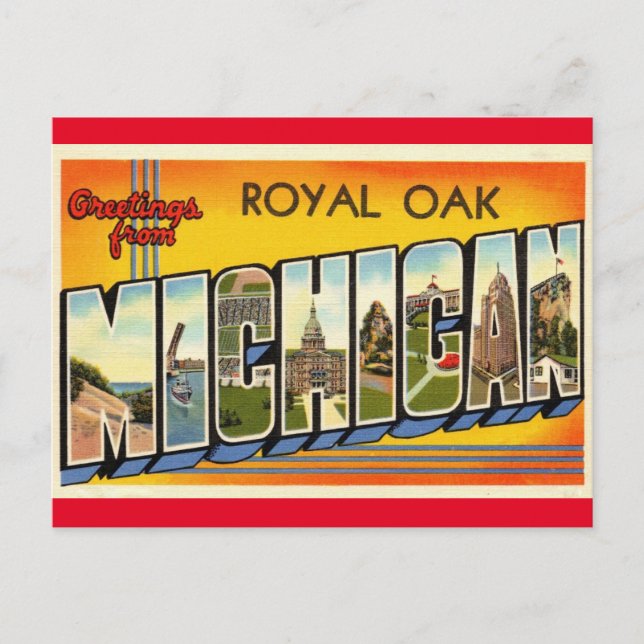 Hälsningar från Royal Oak Michigan Resekort Vykort (Framsida)