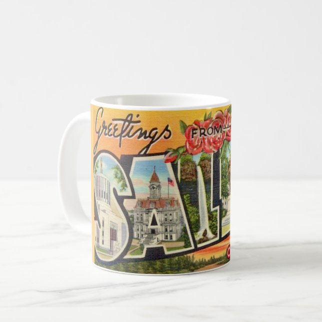 Hälsningar från Salem Oregon Kaffemugg (Framsida vänster)