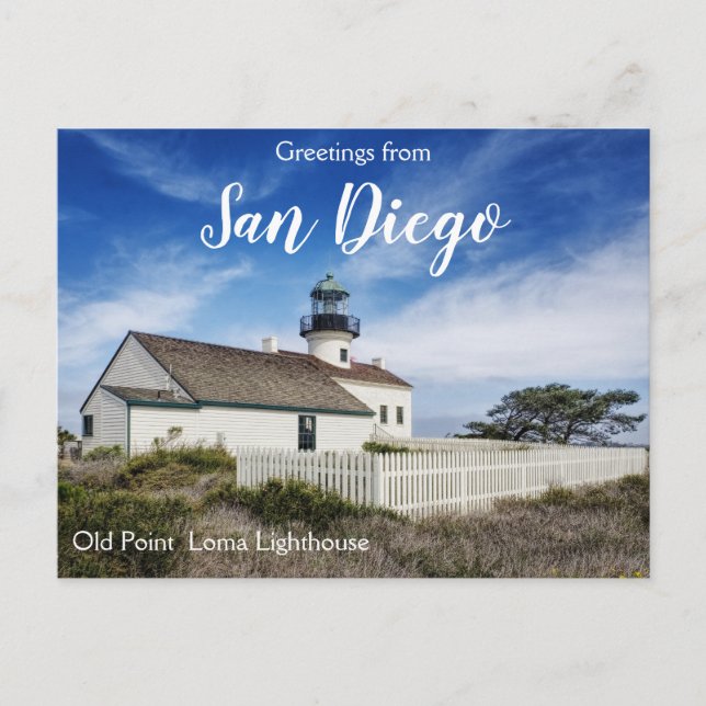 Hälsningar från San Diego Old Point Loma fyr Vykort (Framsida)