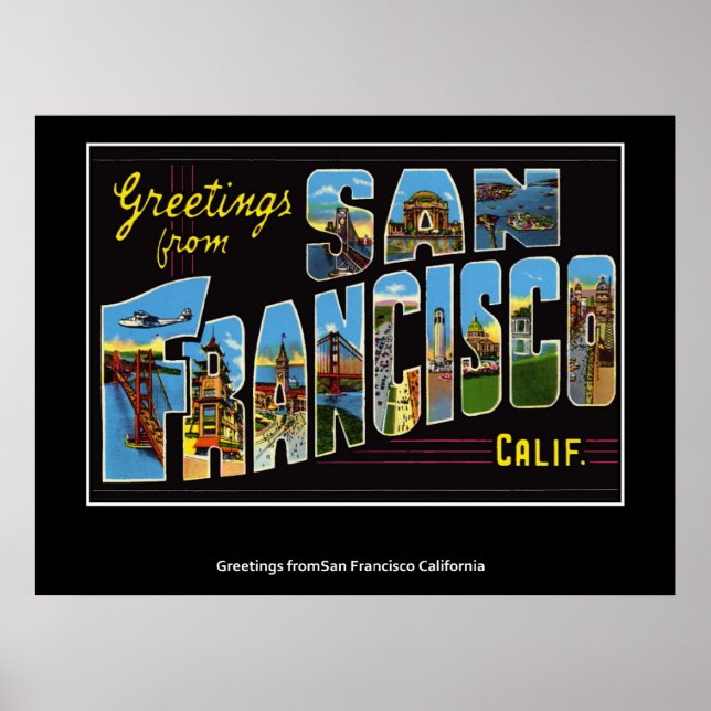 Hälsningar från San Francisco Kalifornien Affisch (Framsidan)