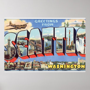 Hälsningar från Seattle Washington_Vintage reser Poster