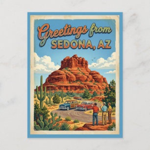 Hälsningar från Sedona Arizona Bell Rock Retro 195 Vykort