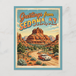 Hälsningar från Sedona Arizona Bell Rock Retro 195 Vykort