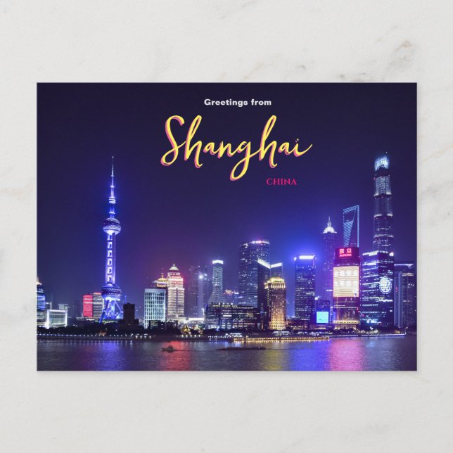 Hälsningar från Shanghai Kina vykort   (Framsida)
