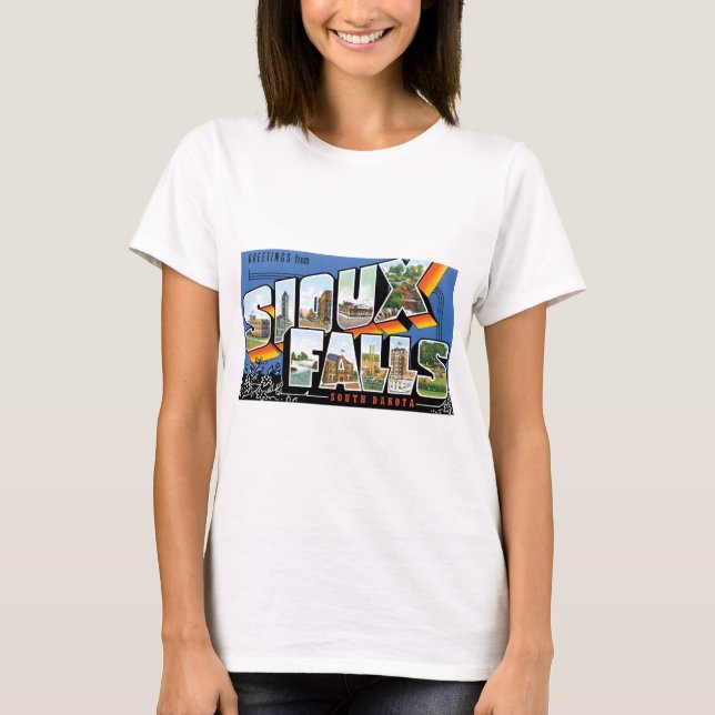 Hälsningar från Sioux Falls, South Dakota! Retro T-shirt (Framsida)