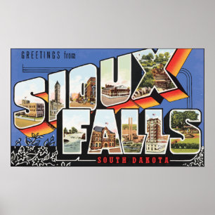 Hälsningar från Sioux Falls South Dakota, vintag Poster