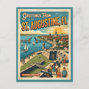 Hälsningar Från St Augustine Retro Vykort