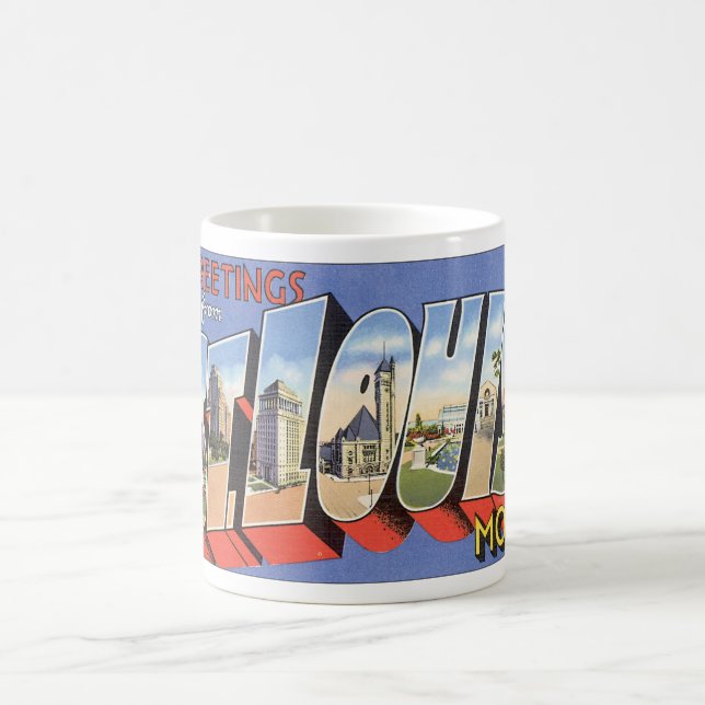 Hälsningar från St. Louis_Vintage reser affischen Kaffemugg (Center)
