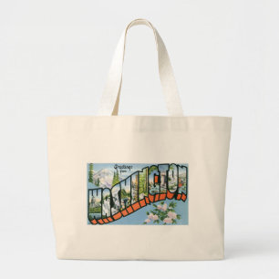 Hälsningar från staten Washington! Vintagevykort Jumbo Tygkasse