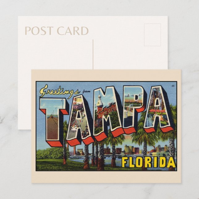 Hälsningar från Tampa Florida Vintage vykort (Fram/baksida)