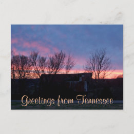 HÄLSNINGAR FRÅN TENNESSEE lantlig solnedgångsfoto Vykort