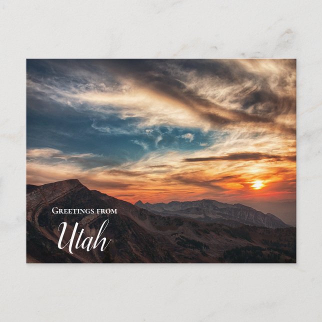 Hälsningar från Utah Mountain Sunset Postcard Vykort (Framsida)